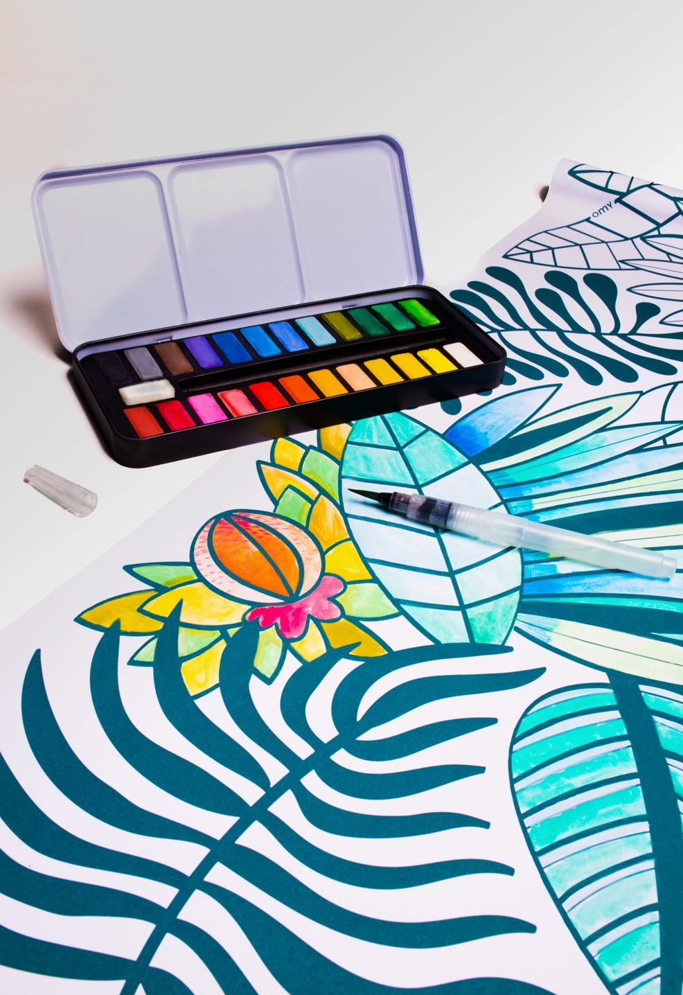 Watercolor Paint Set with Water Brush