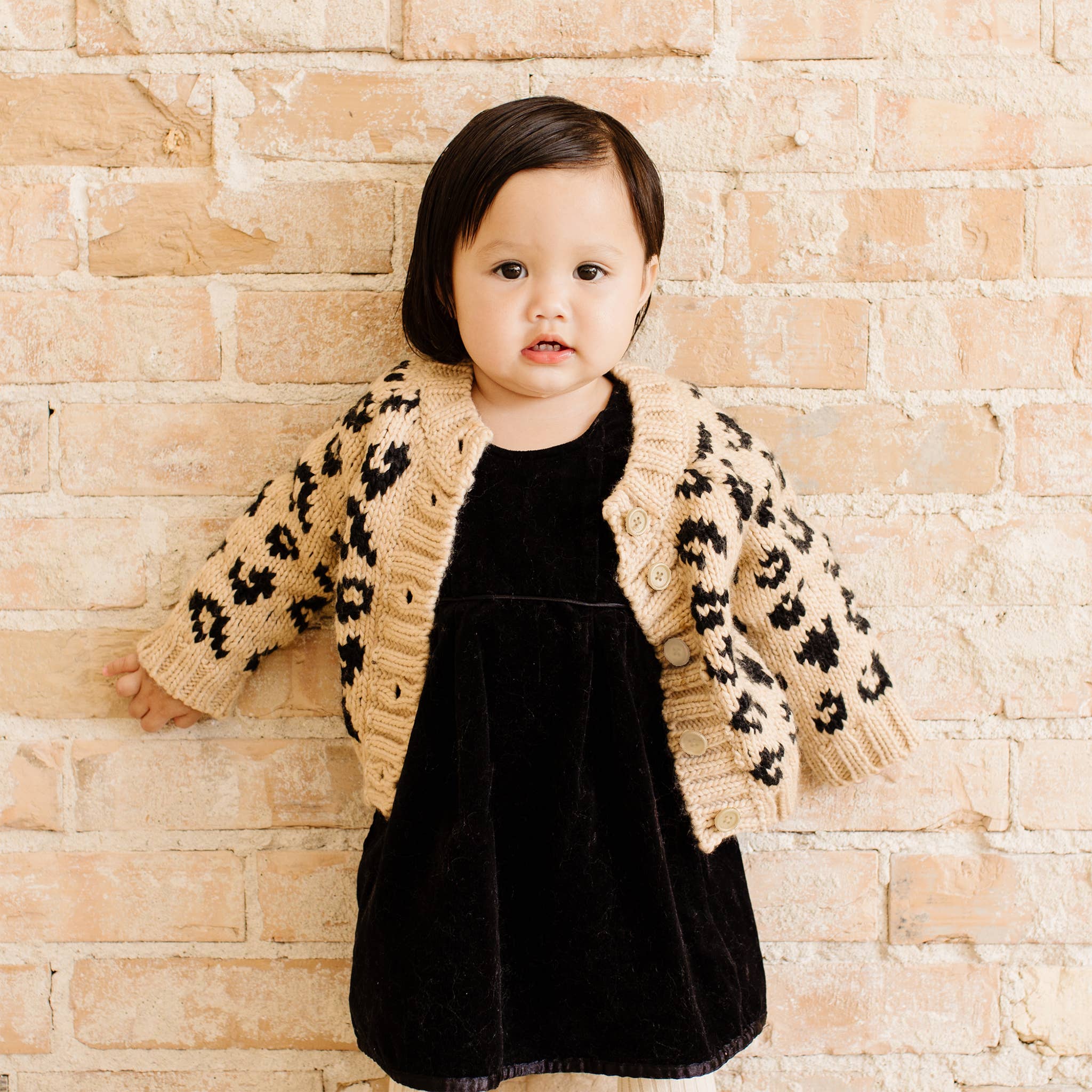 Cheetah Cardigan Latte/Black | Baby & Kids Sweater Spring