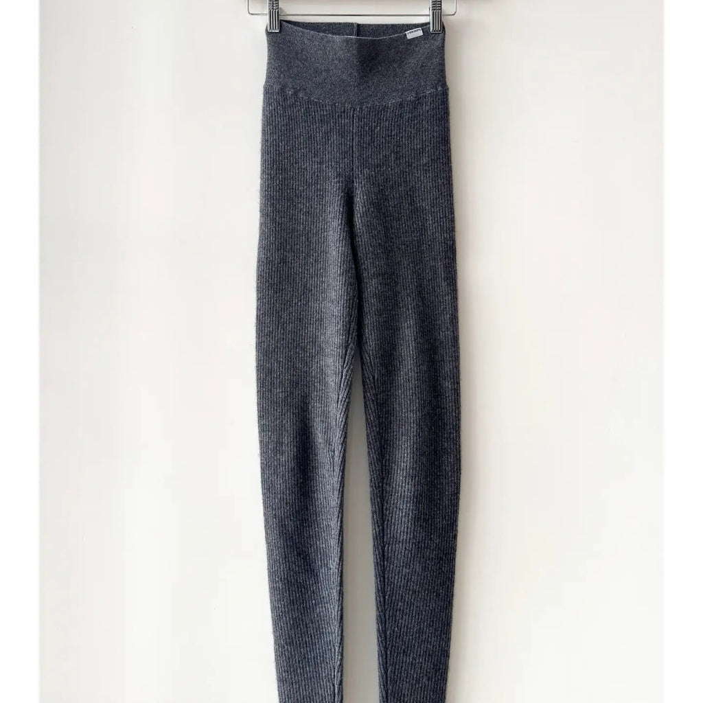 Cashmere Ribbed Leggins - Charcoal
