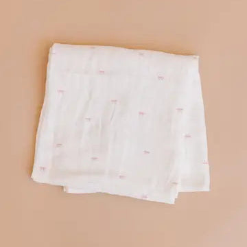 Pink Bow Organic Muslin Swaddle