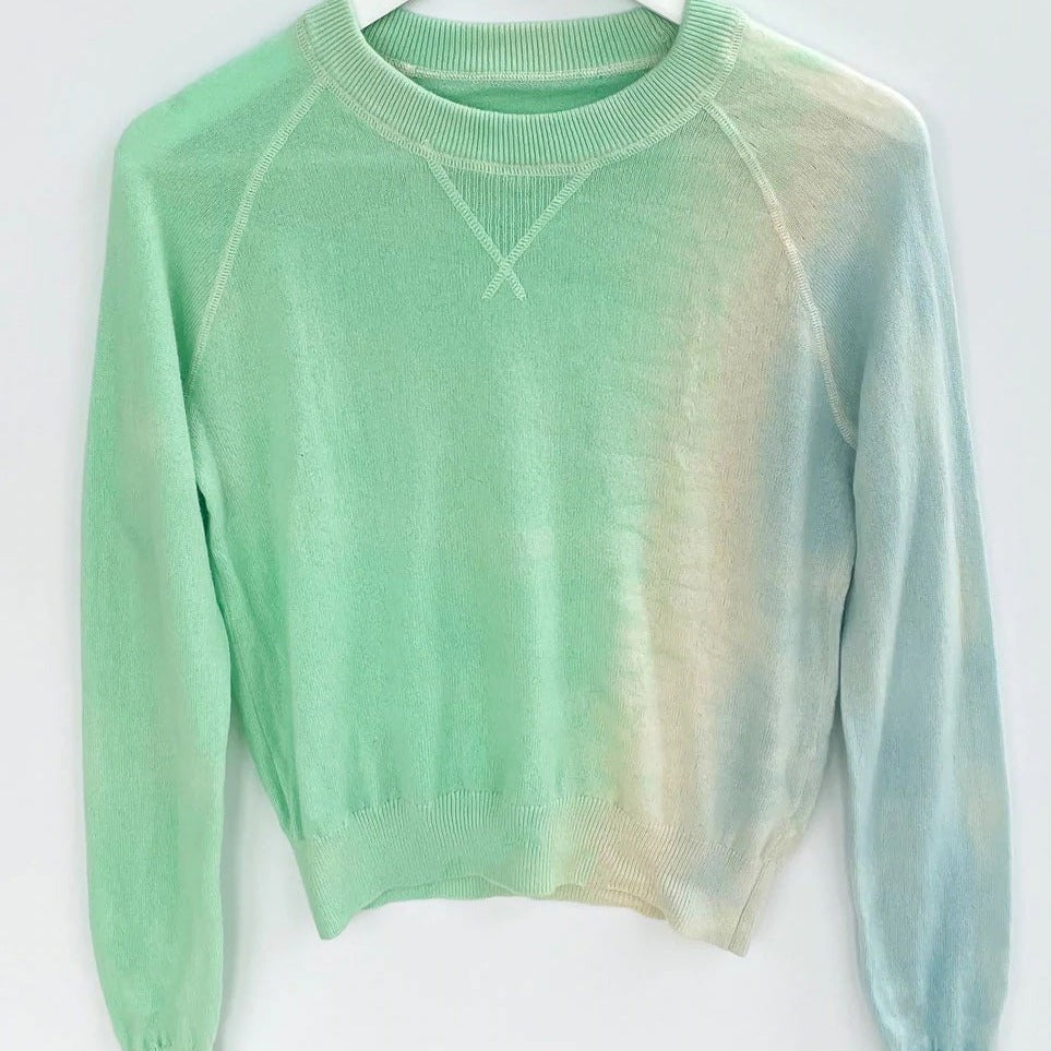 Cashmere Sweater - Azure & Celeste Stripe Dip