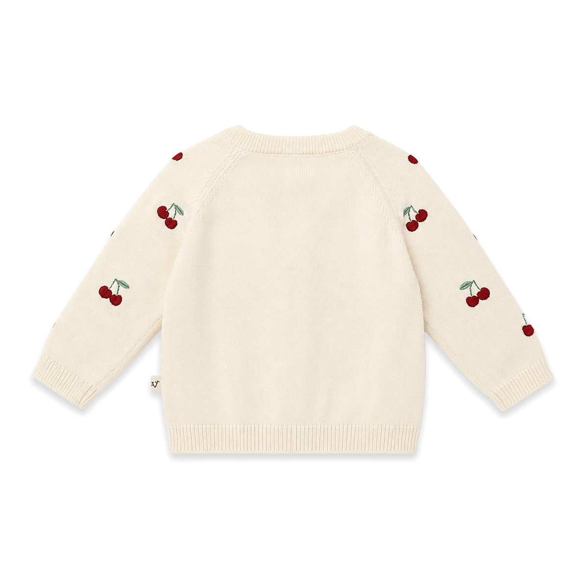 Cherry Embroidered Sweater Knit Baby Cardigan (Organic)