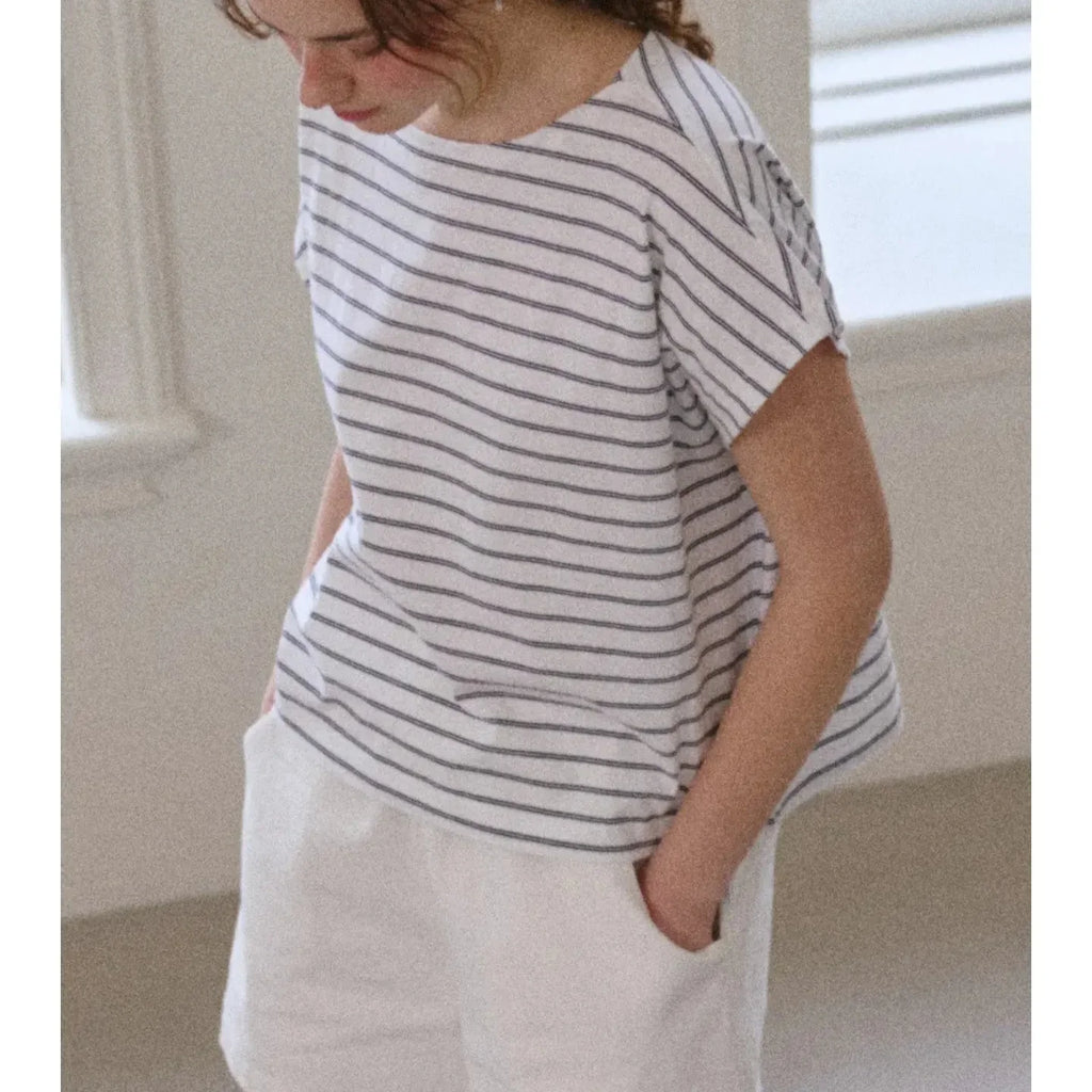 Cherie Tee - White/Navy