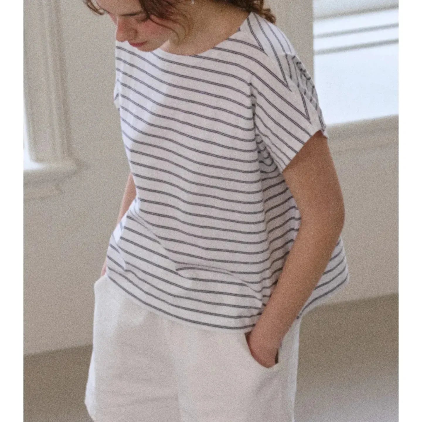 Cherie Tee - White/Navy