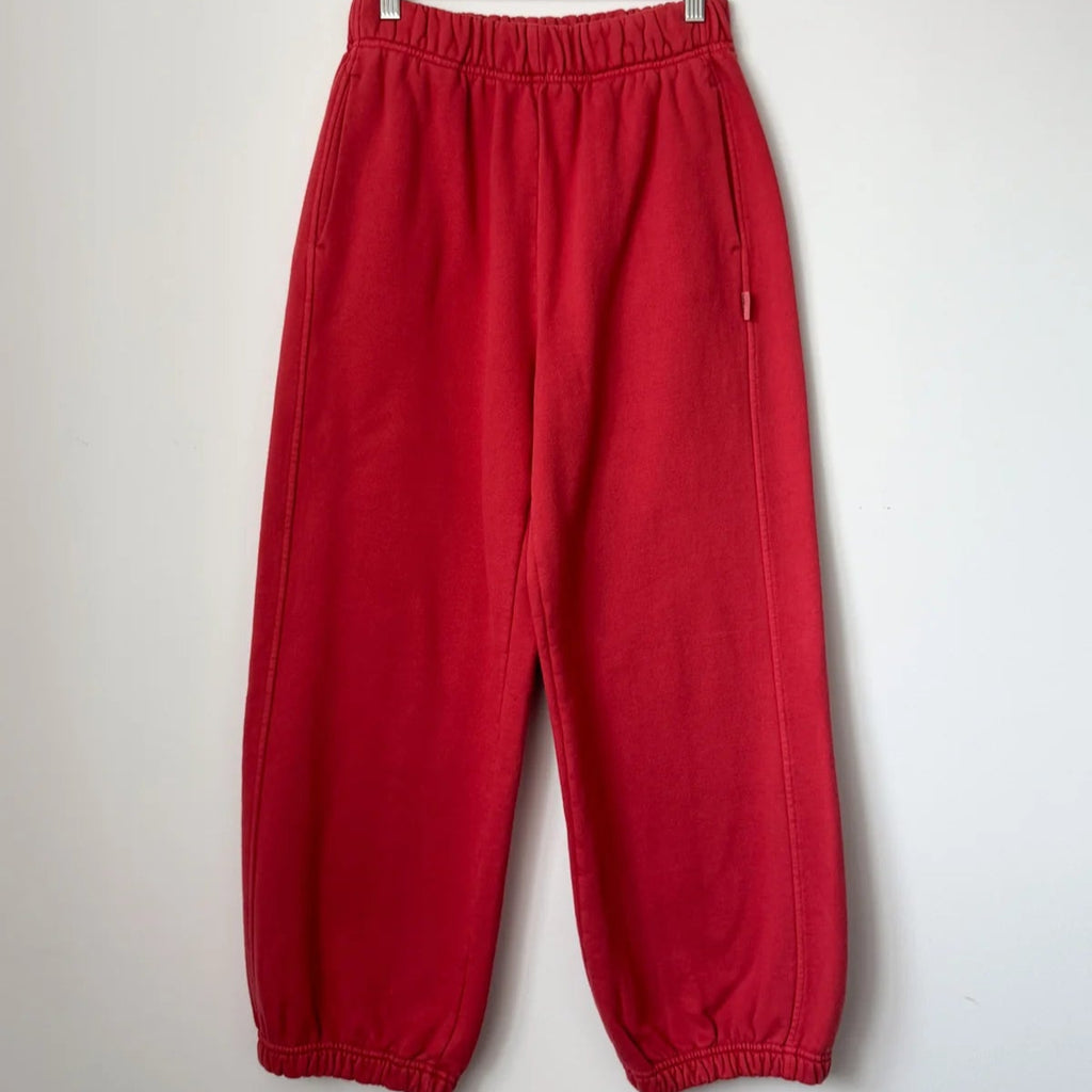 French Terry Balloon Pants - Coral Red