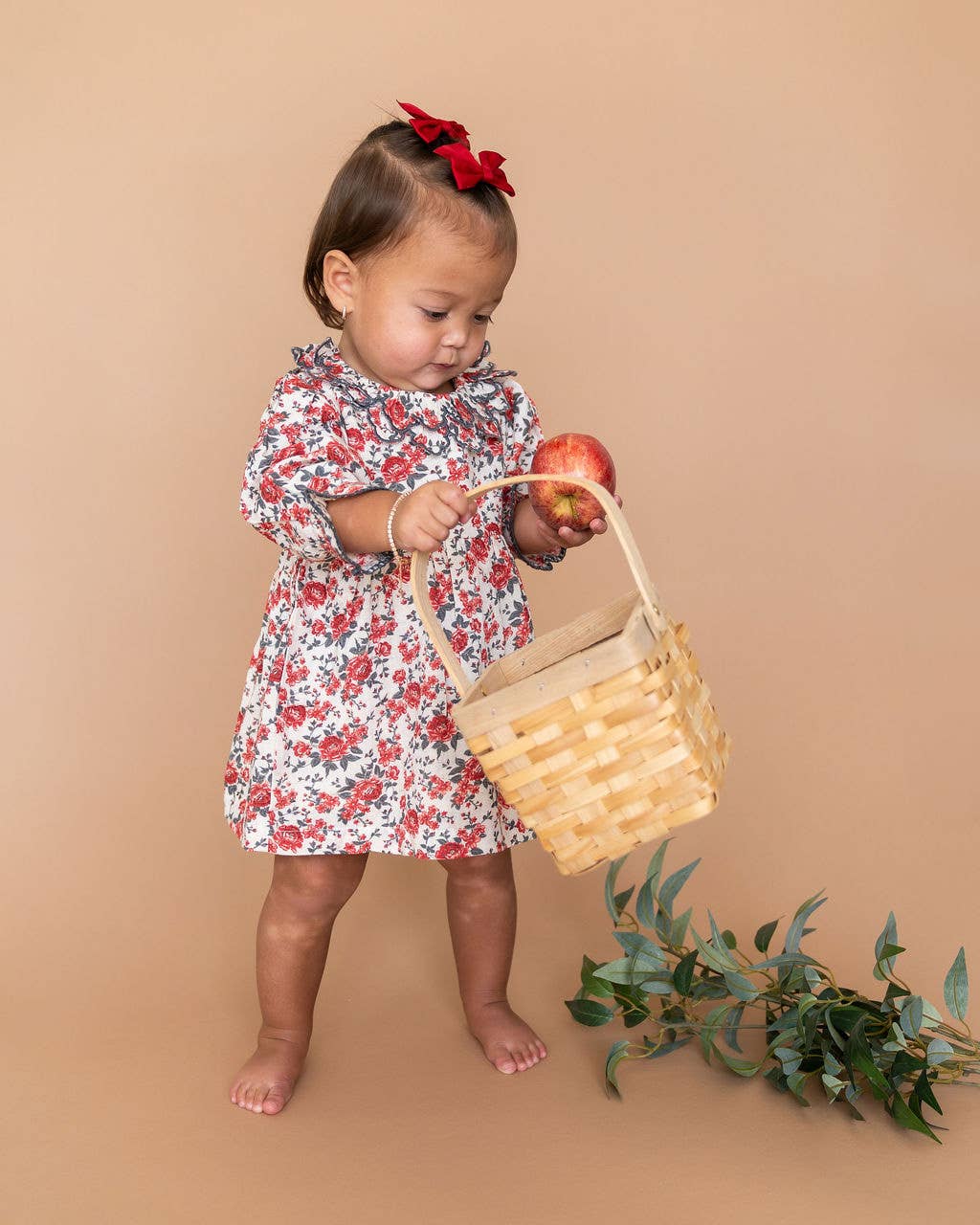 Amour Rose Floral Ruffle Baby Dress & Bloomer (Linen Blend)