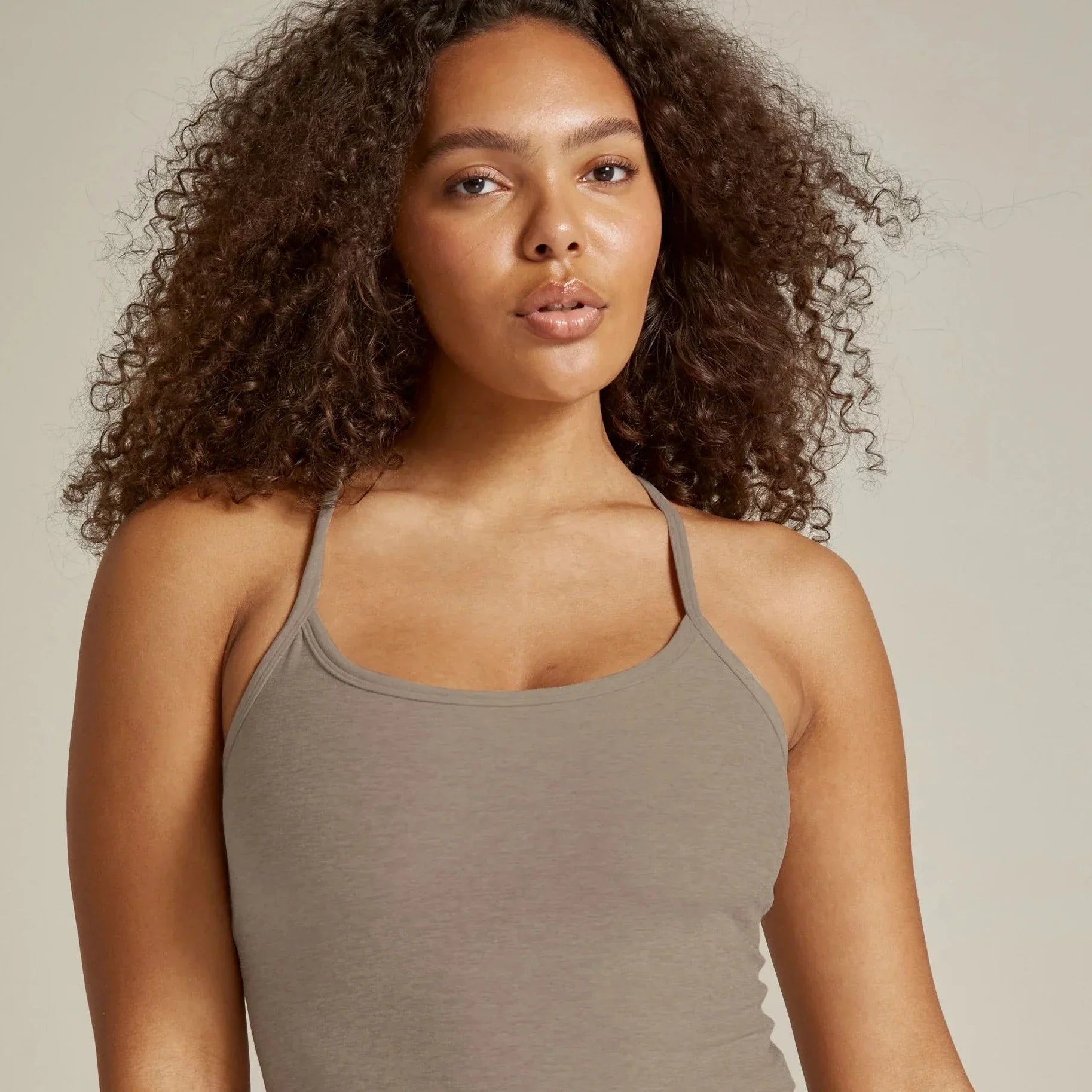 Spacedye Slim Racerback Cropped Tank - Birch Heather