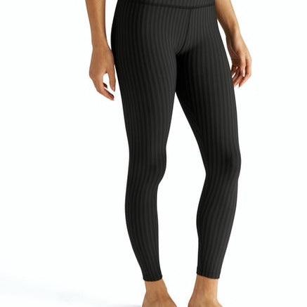 High Waisted Midi Legging - Black Stripe
