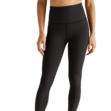 High Waisted Midi Legging - Black Stripe