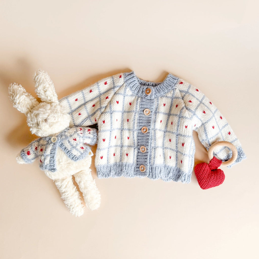 Windowpane Cardigan Pink Checkered Baby Gift Fall Girl (Copy)