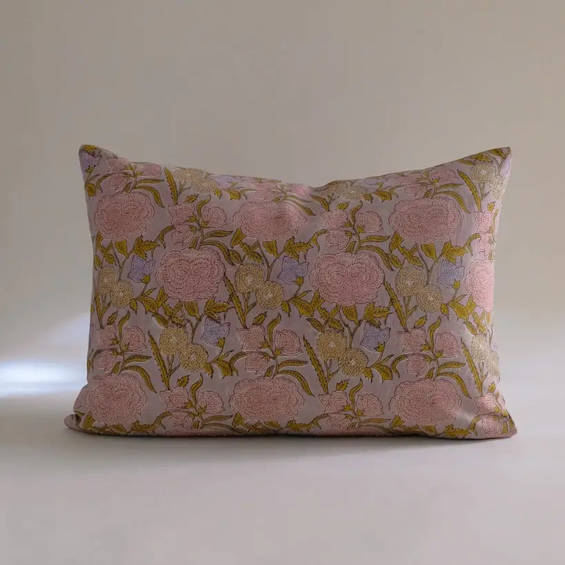 Nargis - Hand Block-Printed Linen Pillowcase