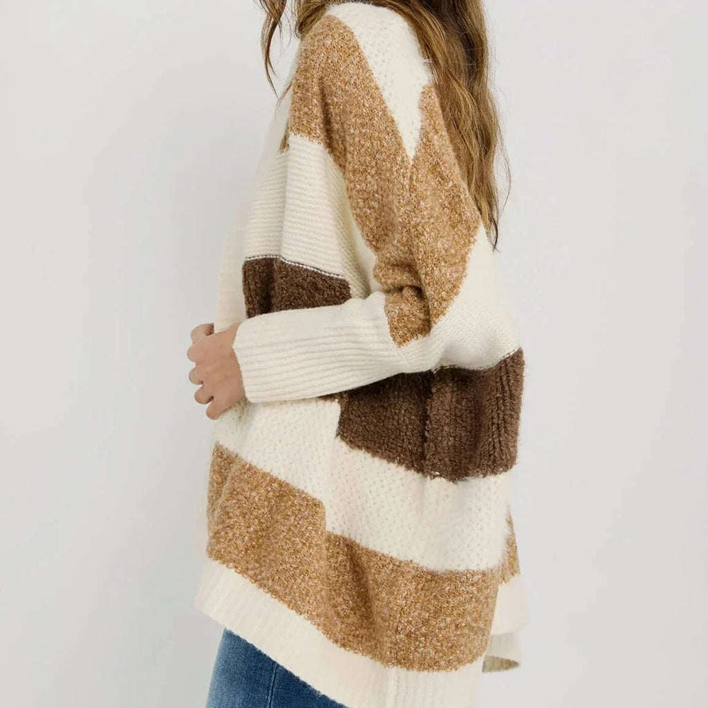 Look by M Pocket Color Block Cardigan - Camel