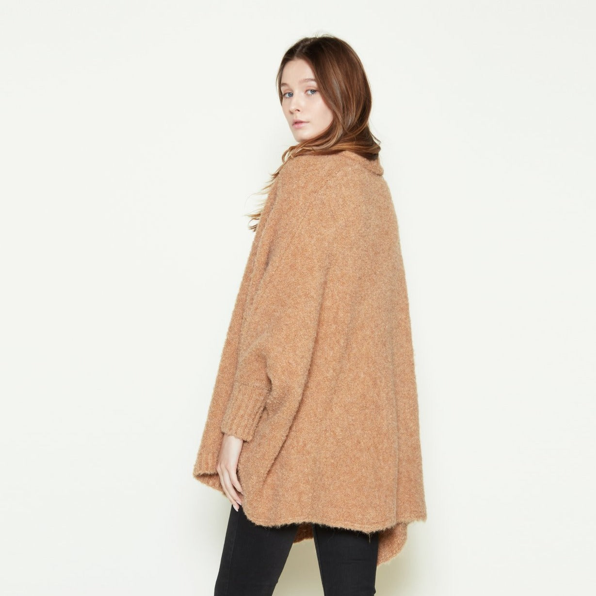 Look by M Cotton Candy Cape Cardigan - Camel