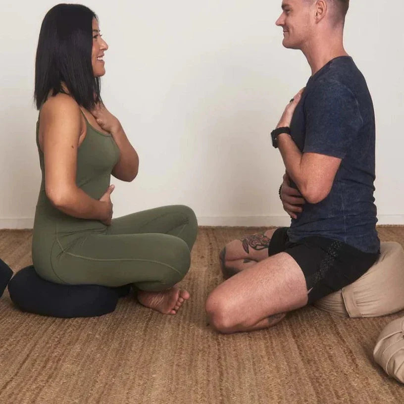 B Yoga Cotton OM Meditation Cushion - Charcoal