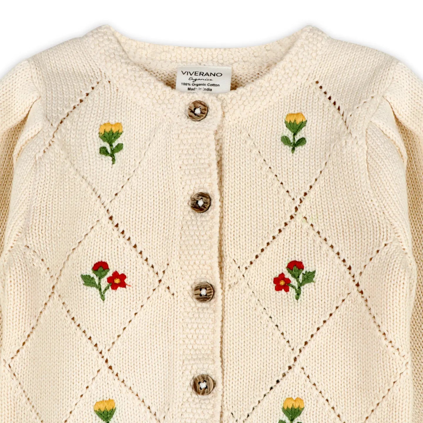 Lisa Floral Embroidered Baby Cardigan (Organic Cotton)