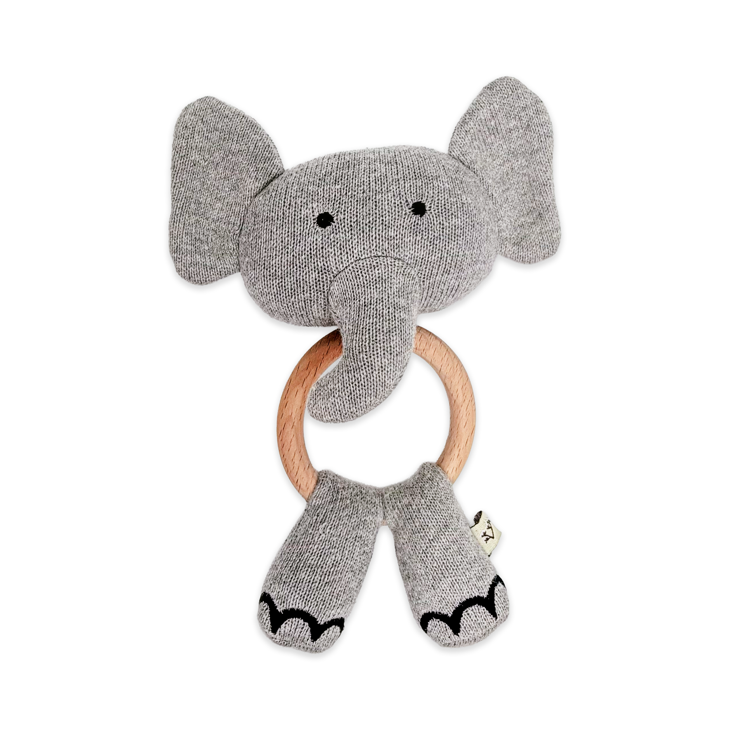 Elephant - Organic Stuffed Animal Baby Ring Rattle