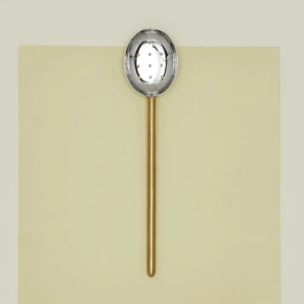 Simple Metal Slotted Spoon - Brass