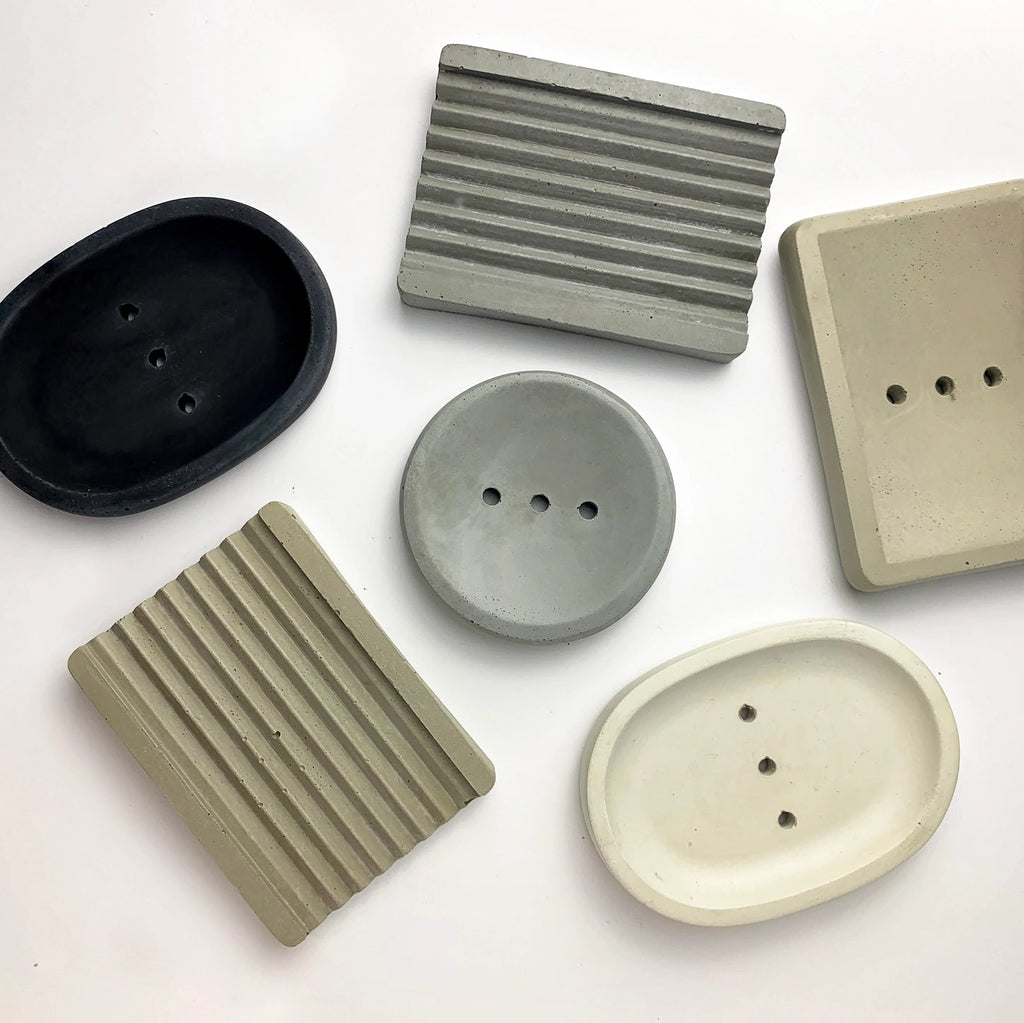 Handmade Concrete Soap Dish - Ridged