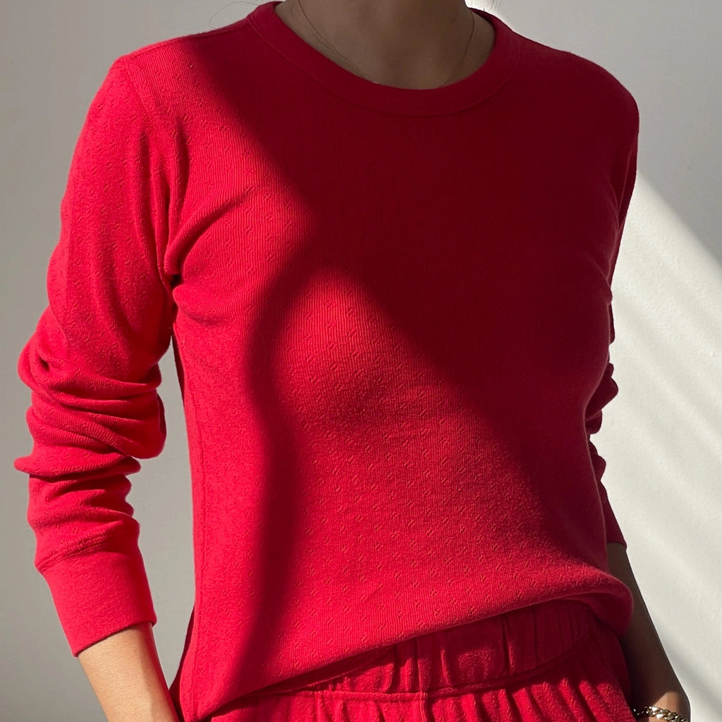 Pointelle Fundamental Tee-Apple Red