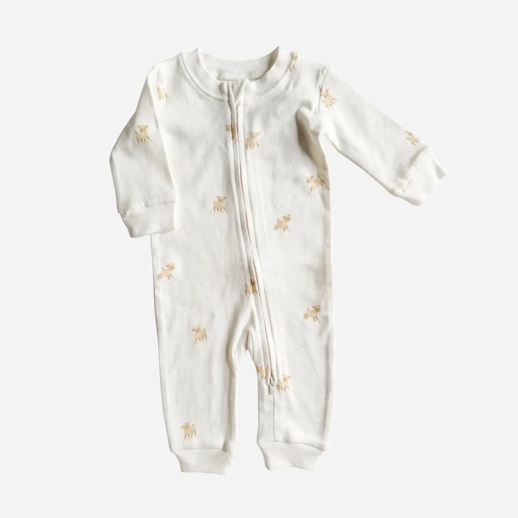 Organic Layette Zipper Romper Lamb