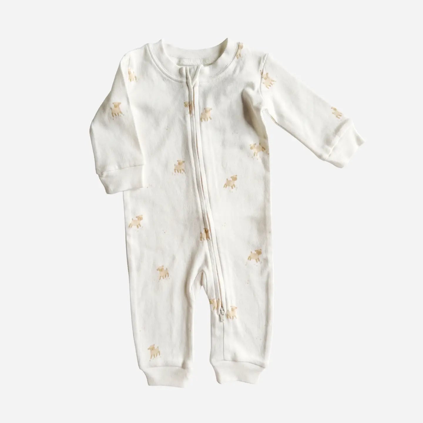 Organic Layette Zipper Romper Lamb