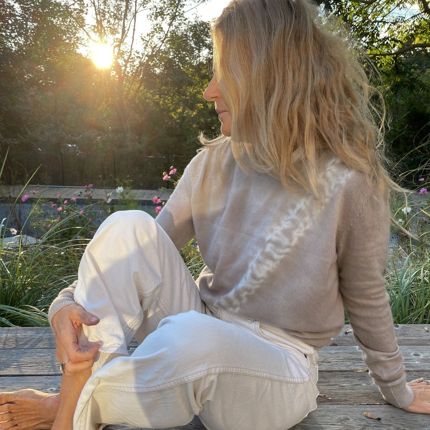 Cashmere Sweater - Ecru & Sand