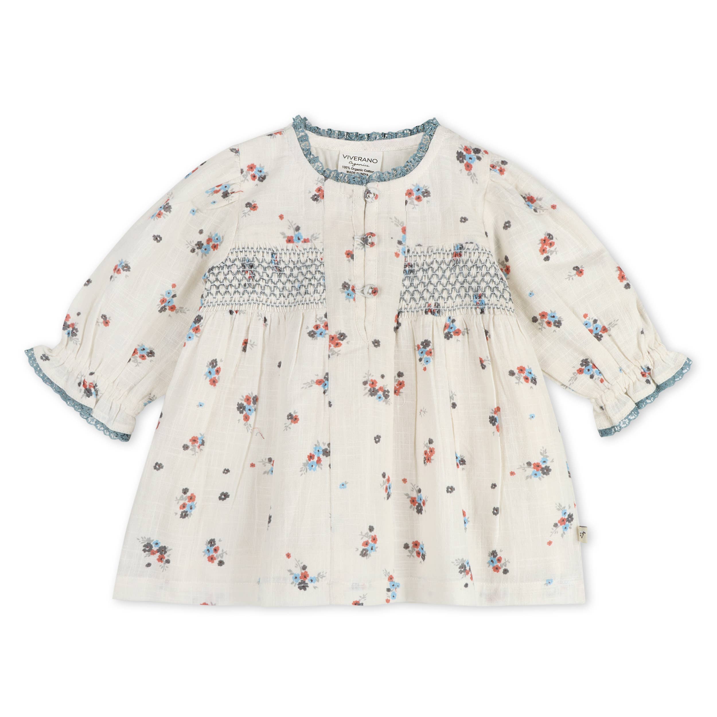Juliet Smocked Floral Baby Dress & Bloomer Set (Organic)