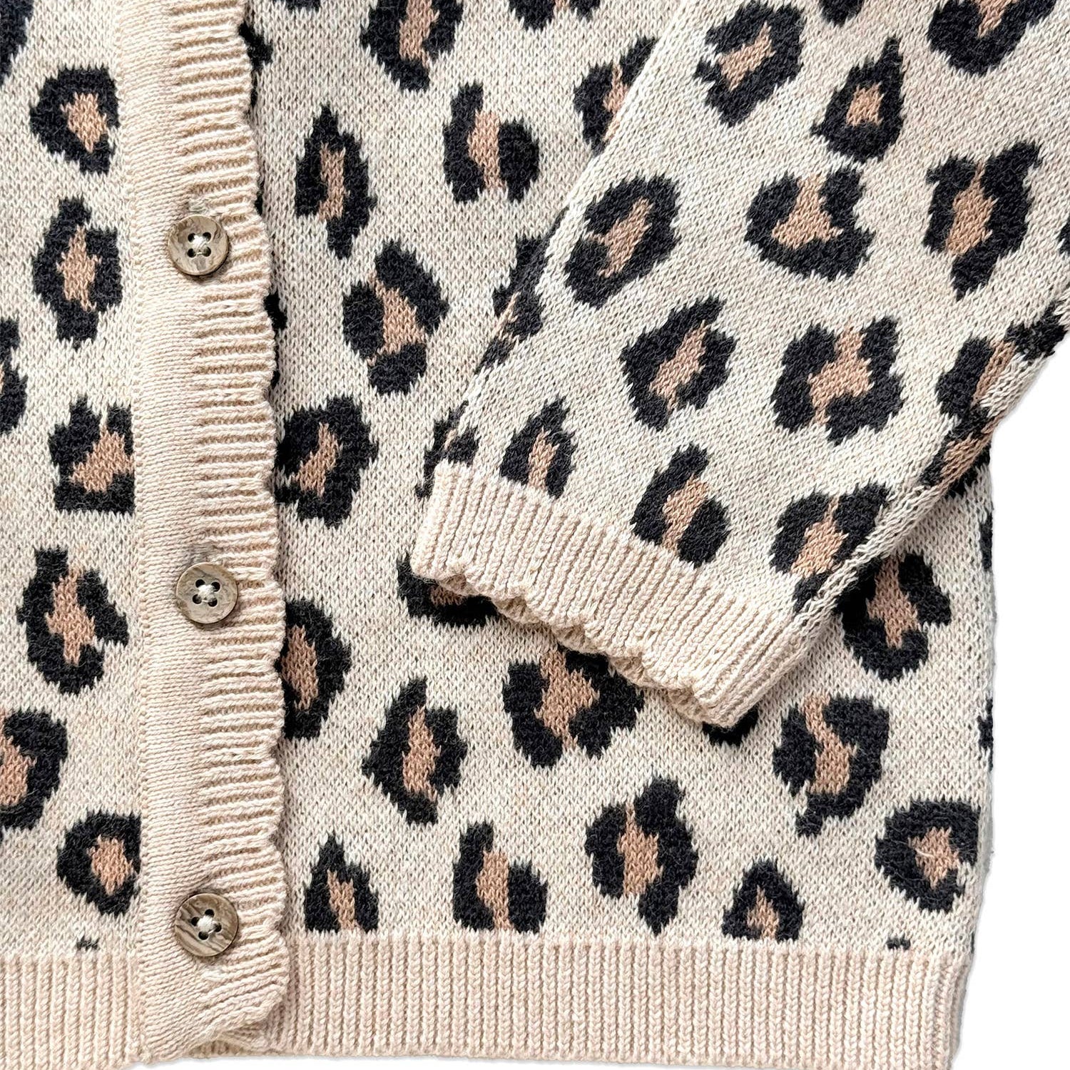 Leopard Jacquard Sweater Knit Baby Cardigan (Organic Cotton)