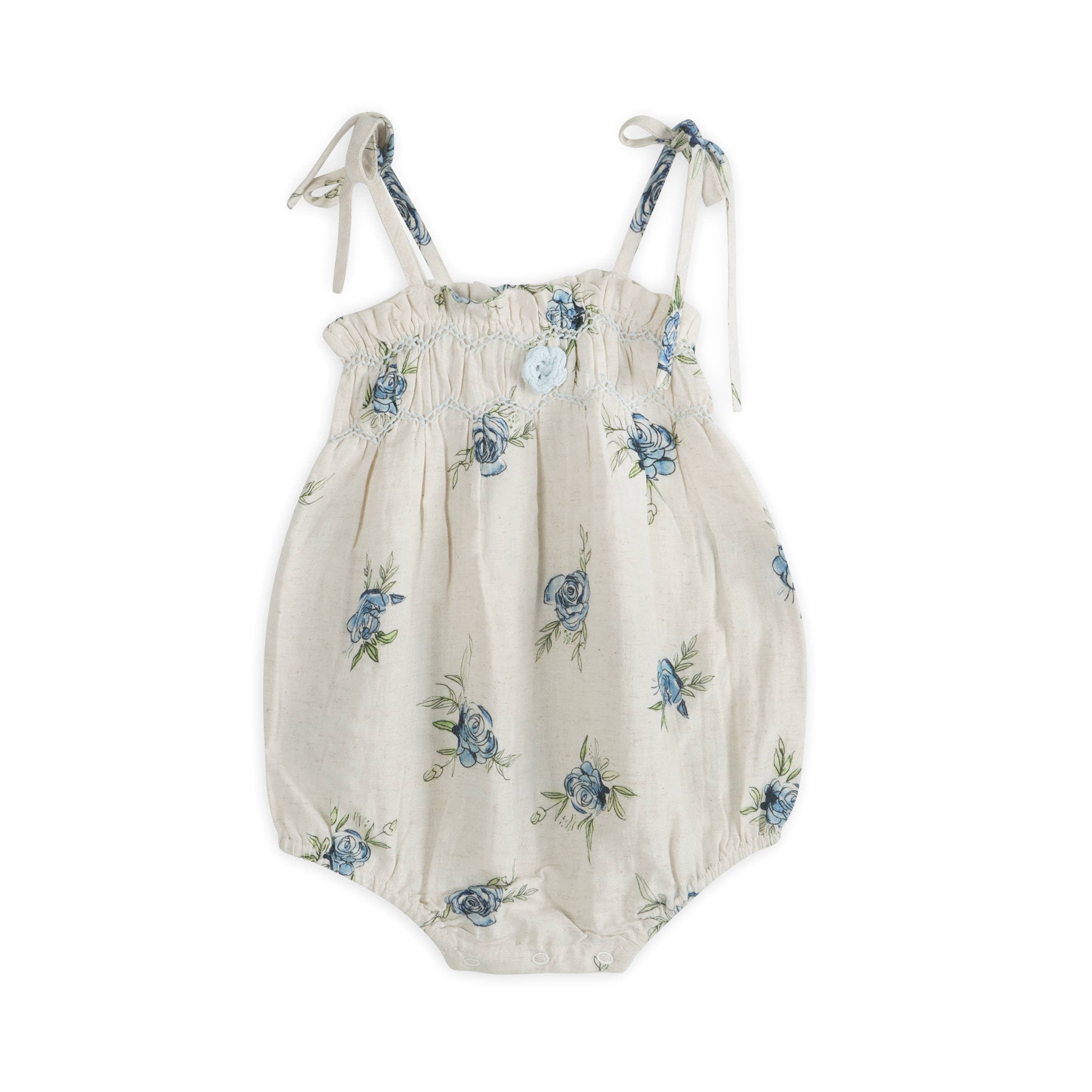 Anais Floral Baby Romper + Headband (Linen Blend)
