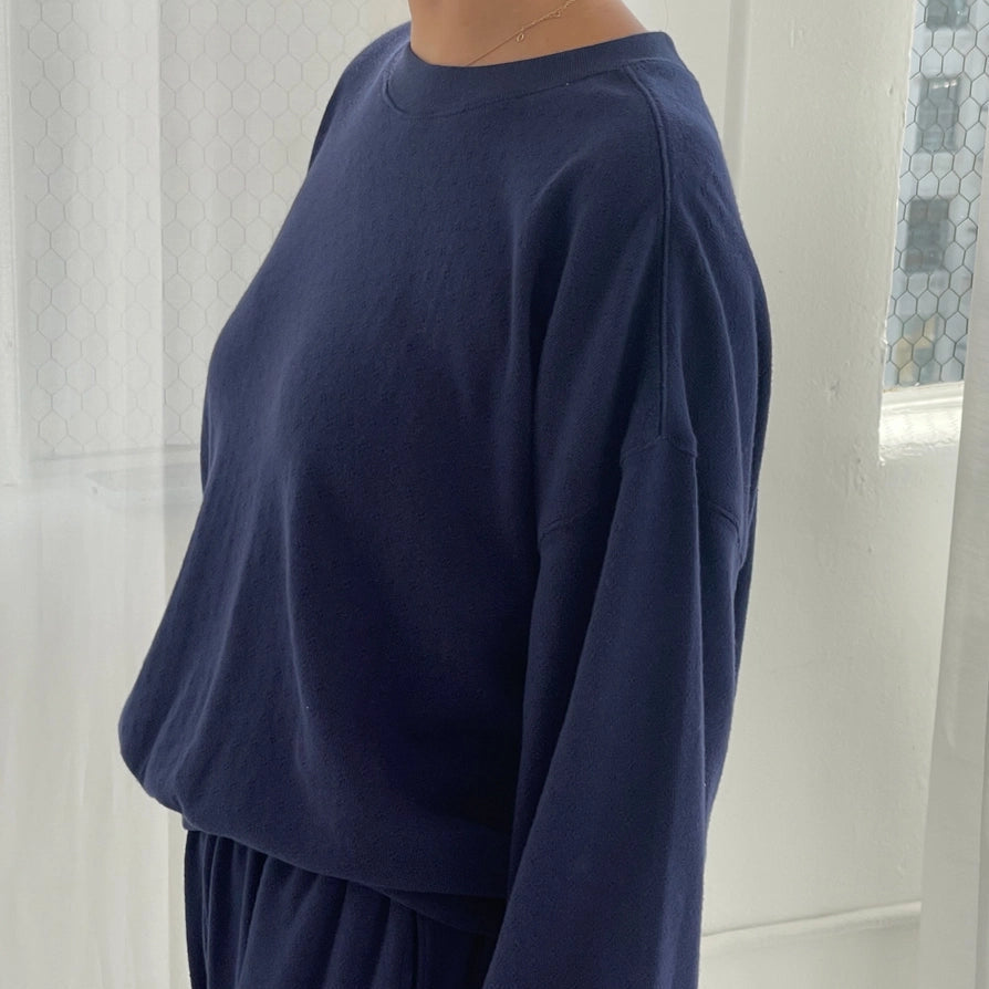 Pointelle Core Sweatshirt - Navy