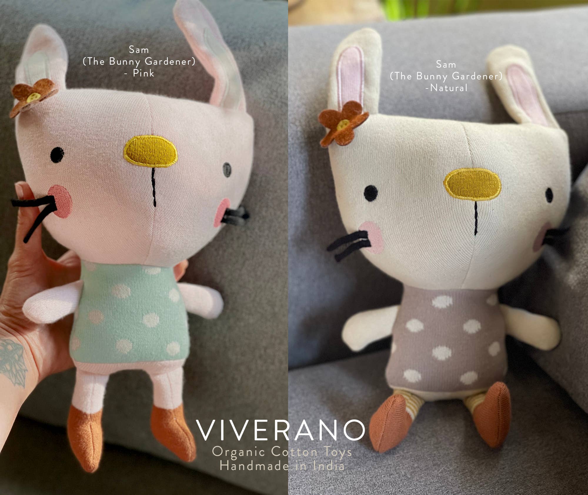 Sam Bunny- Organic Fine Knit Stuffed Animal Baby Toy