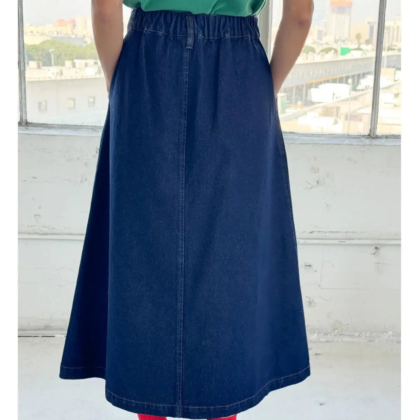 Long Farm Girl Skirt - Denim