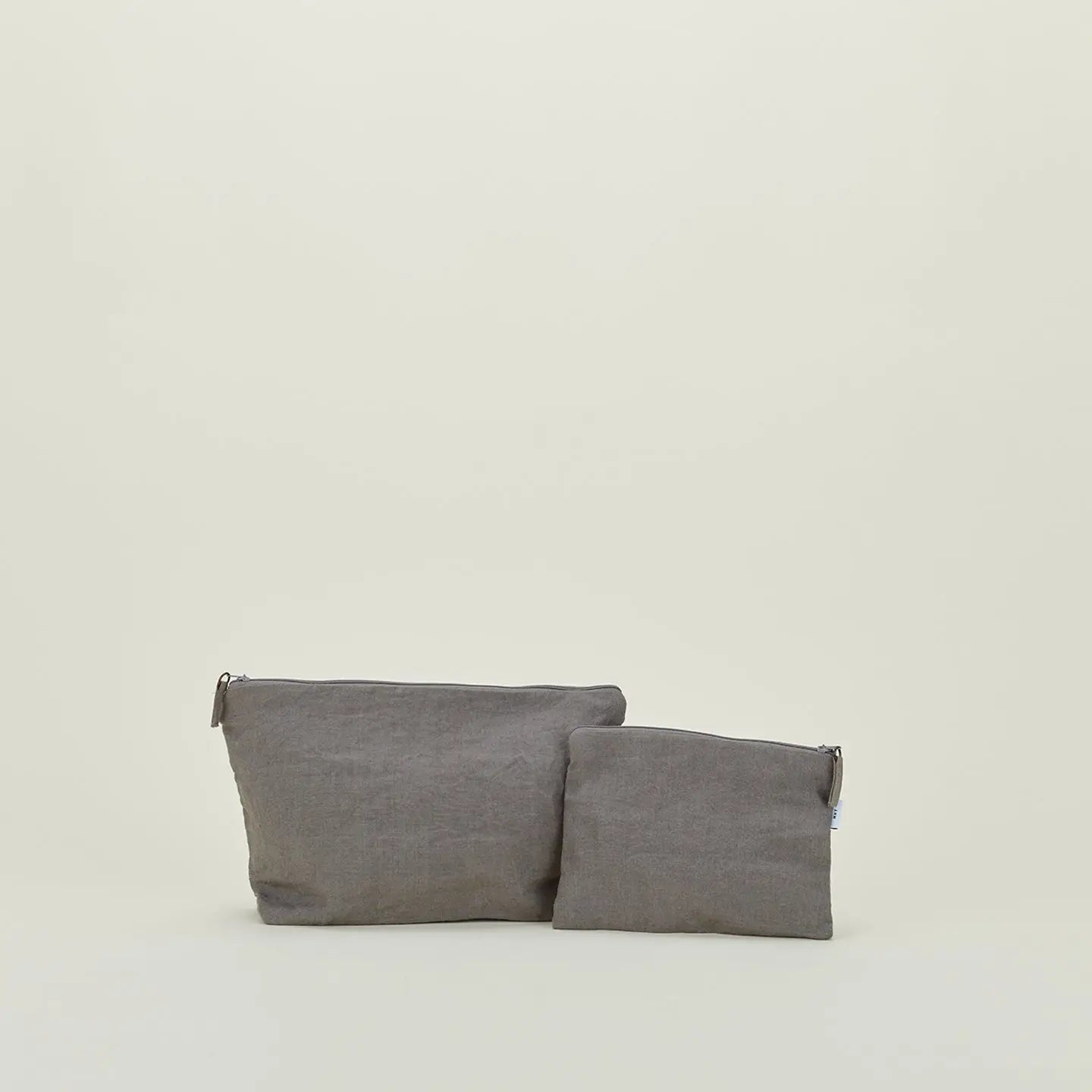 Simple Linen Zipper Pouch - Large Dark Grey