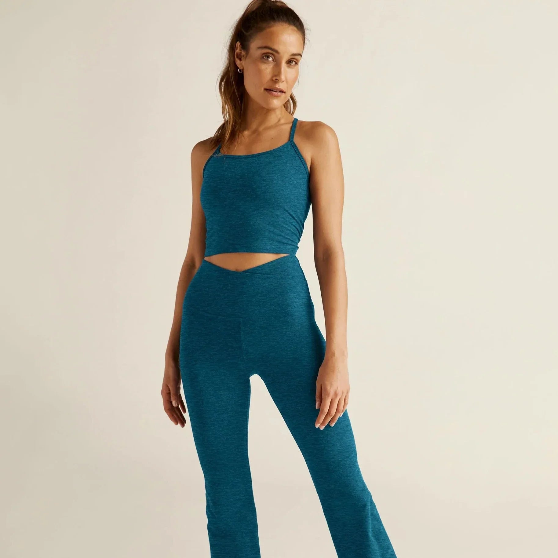 Spacedye Slim Racerback Cropped Tank - Blue Gem Heather