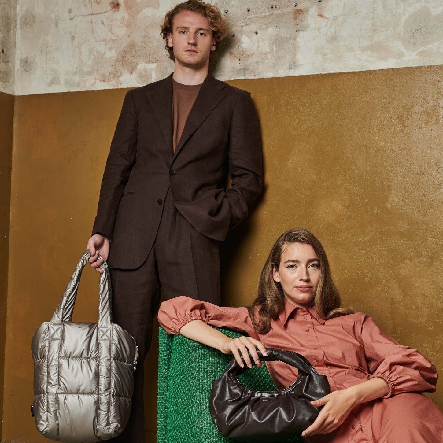 Tinne + Mia Clode Puffy Shoulder Bag - Greige Gold