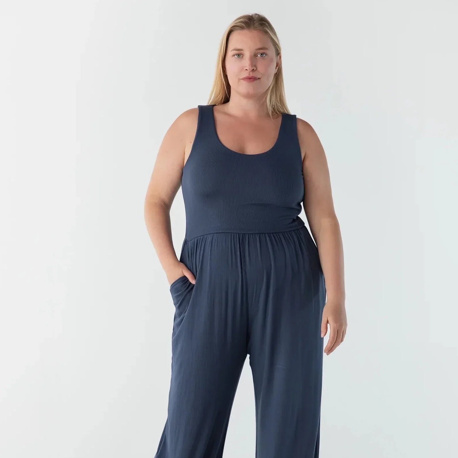 Imbodhi Hana Jumpsuit - Ribbed Indigo