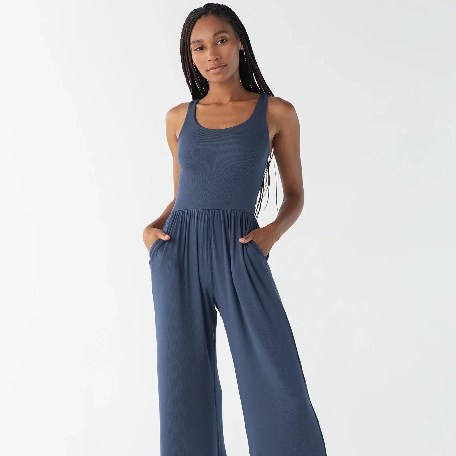Imbodhi Hana Jumpsuit - Ribbed Indigo