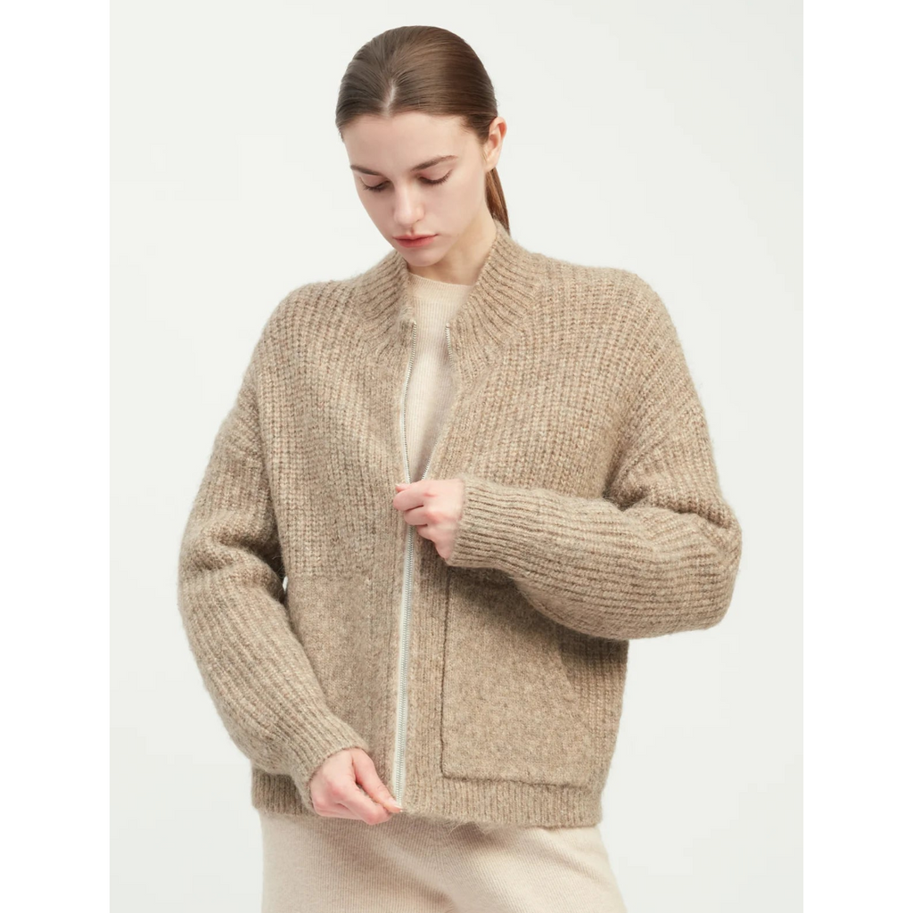 Alpaca Bomber Zip Cardigan