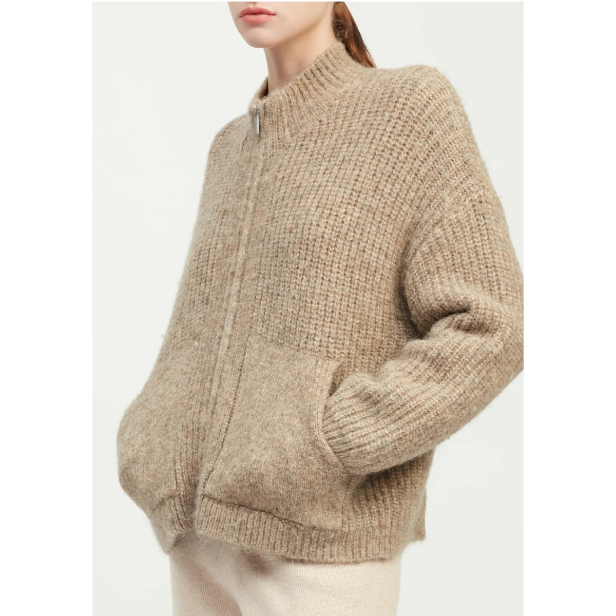Alpaca Bomber Zip Cardigan