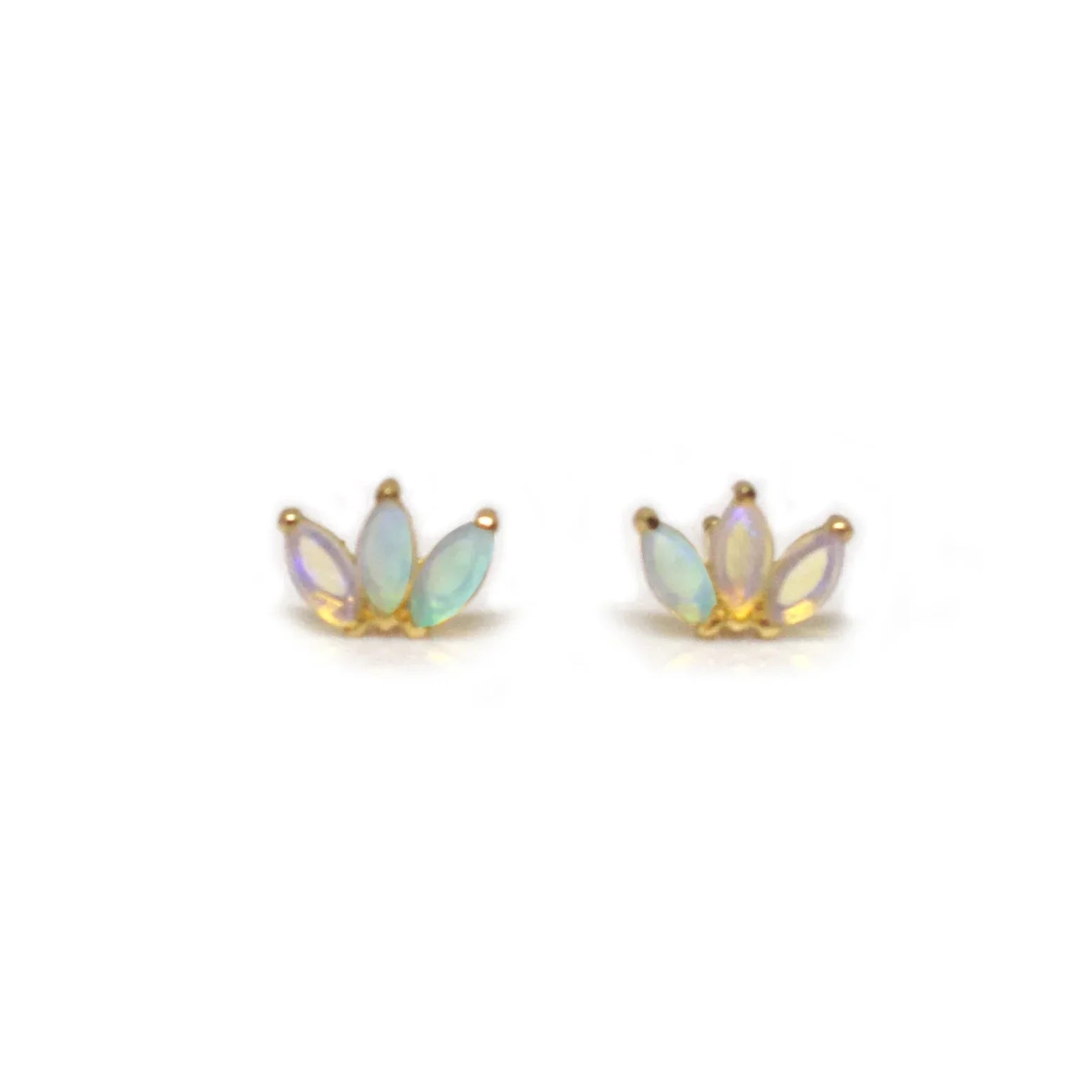 Solid Gold Opal Lotus Studs