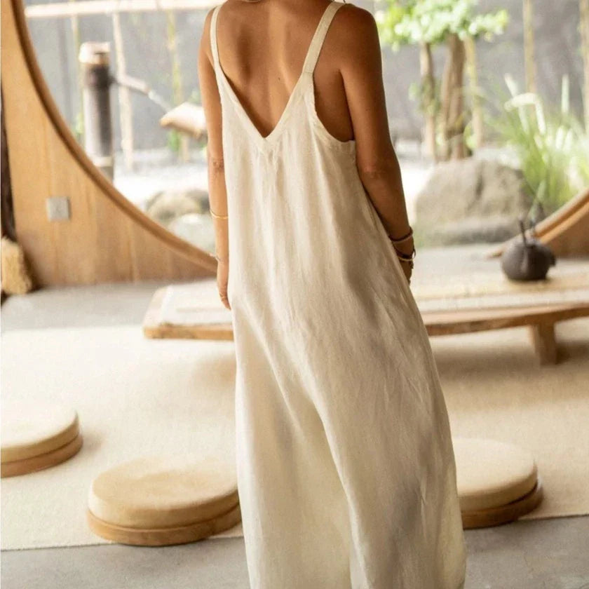 Myrah Penaloza Linen Playsuit - Moonlight