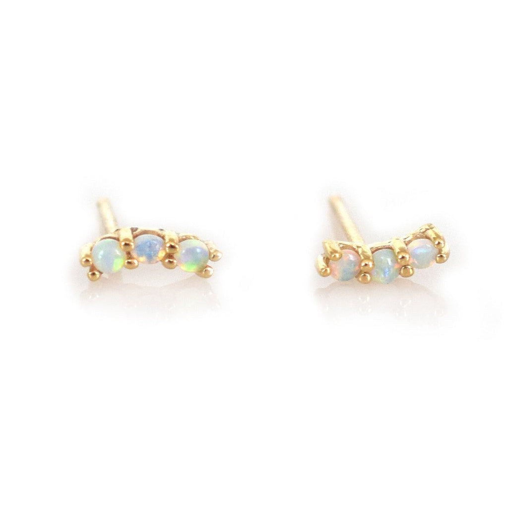 Mini Opal Rainbow Curve Studs