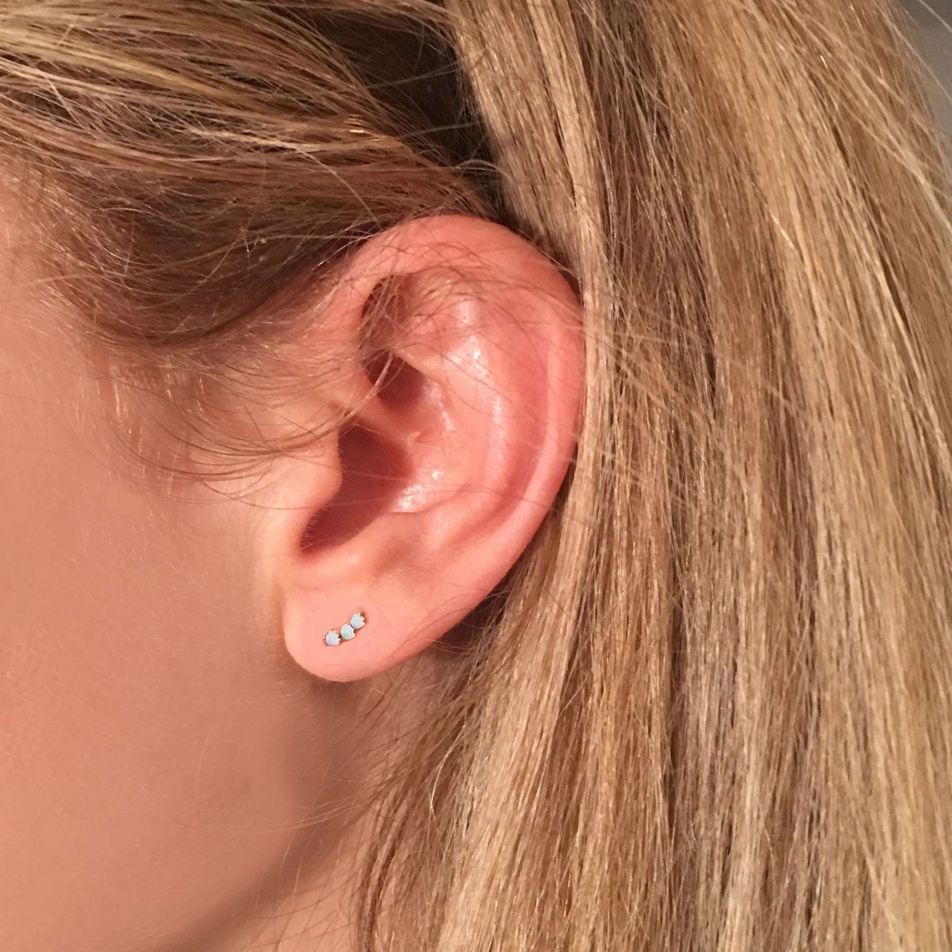 Mini Opal Rainbow Curve Studs