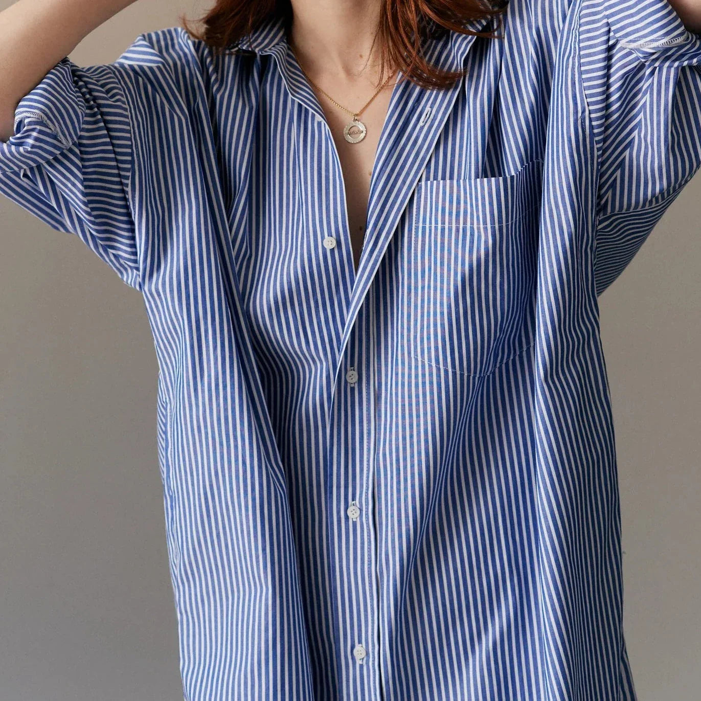 Mamene Phoebe Shirt Dress - Navy Poplin Stripe